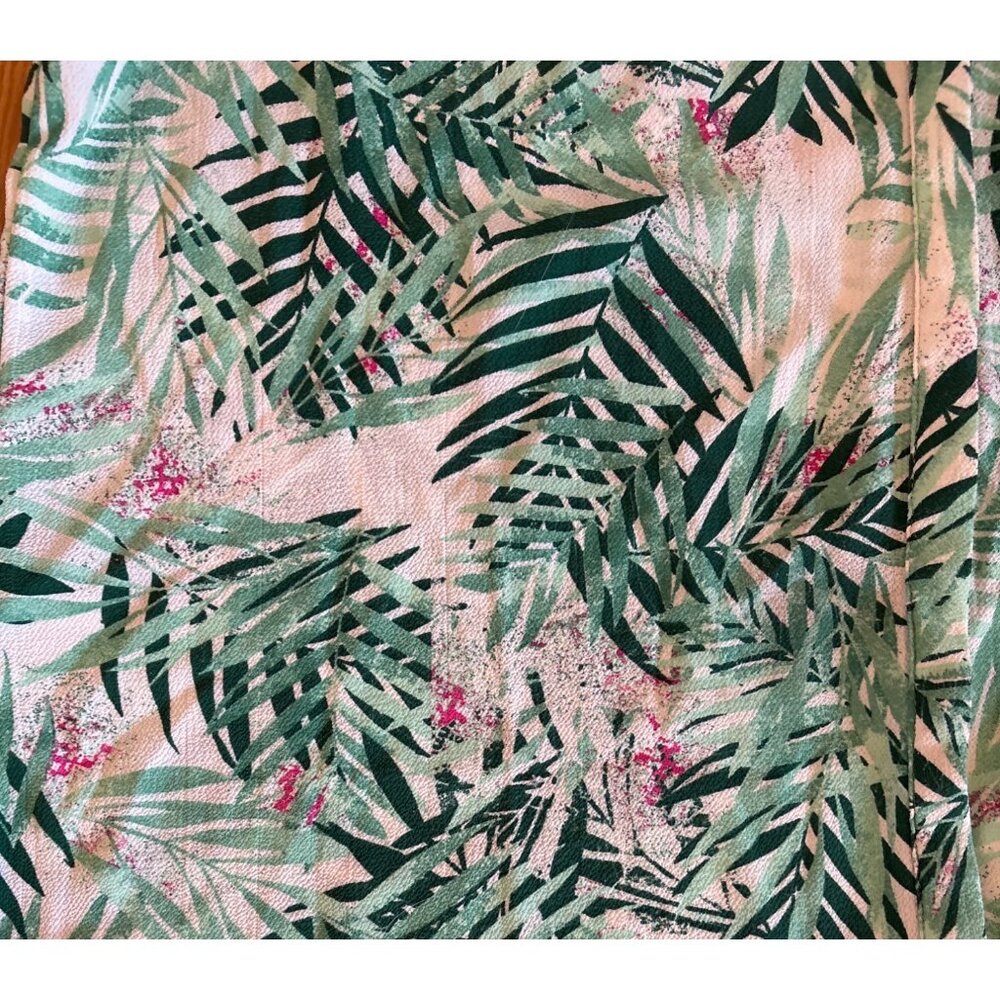 Mandee Sleeveless Blouse Women’s 1XL Tropical Leaf Print Green Resort Summer Top - Picture 2 of 11